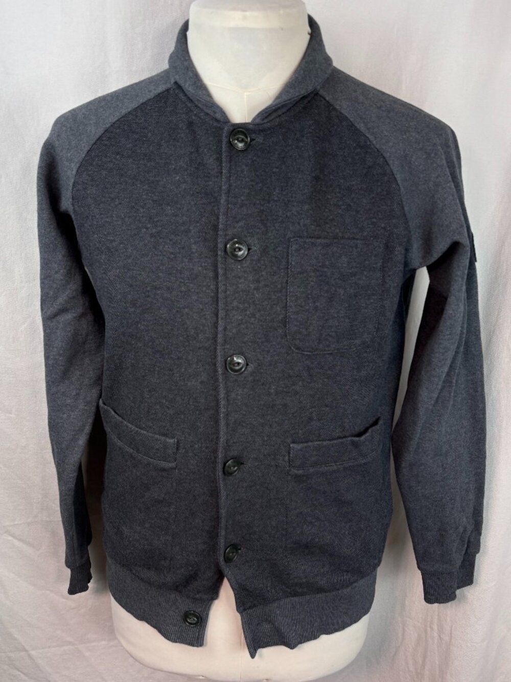Barbour International Mens M Grey Cotton Moto Sweatshirt Jacket MML0642